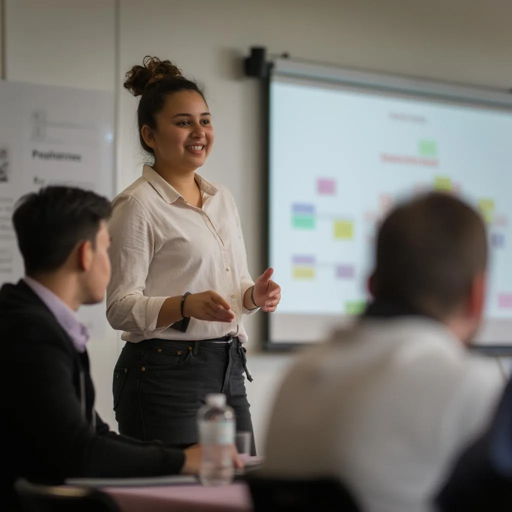 Student prezentující projekt